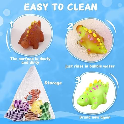 Color Changing No Hole Toddler Bath Toys for Kids Ages 1-3 4-8, Dinosaur Bath Toys Toddlers 2-4, Dinosaur Toys, Christmas Stocking Stuffers Christmas Birthday Gifts Bathtub Water Toys with Drying Bag thumbnail 6