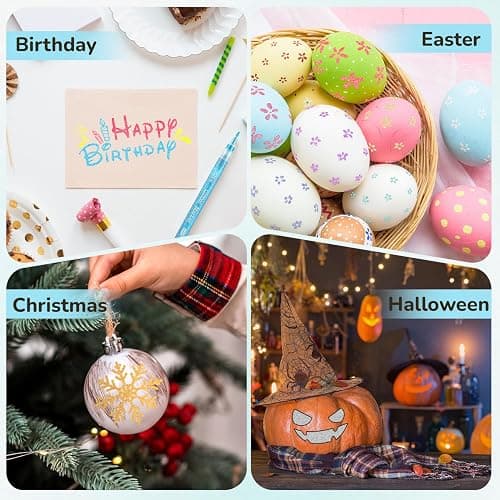 HOTU Glitter Markers Pen, 12 Glitter Colors Paint Pens Sparkly Metallic Shimmer Acrylic Marker Fine Point Tip 0.7mm Water-based Ink for Adults DIY Crafts Greeting Birthday Cards thumbnail 8