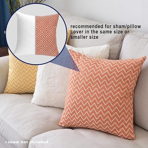 HITO 18x18 Pillow Inserts (Set of 2) - Down Alternative 100% Cotton Cover Decorative Square Throw Pillows White for Couch Bed Sofa thumbnail 8