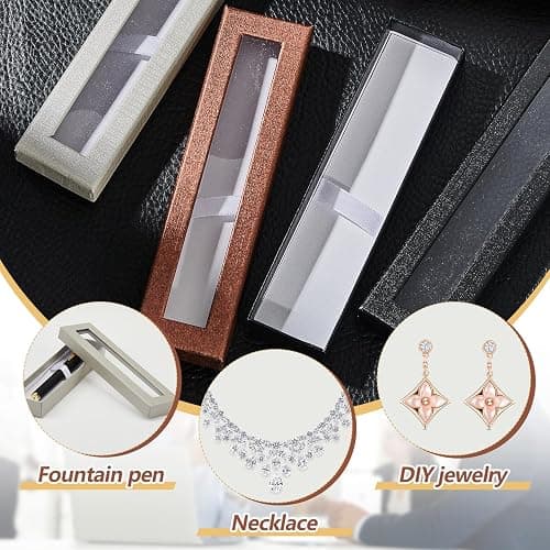 Colarr 36 Pcs Pen Gift Box Empty Ballpoint Pen Box with Cushion Clear Lid Jewelry Display Case for Gift Collection Office Supplies Birthday Souvenir Presentation Christmas(Black, Silver, Bronze) thumbnail 4