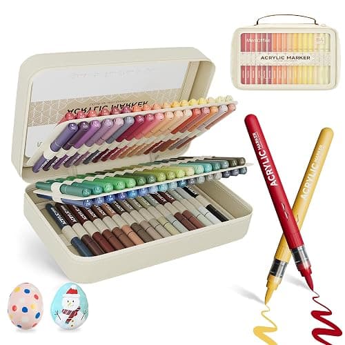 MemOffice Acrylic Paint Markers, 84 Colors, Brush Tip Paint Pens Set | High Opacity, No Bleed, For Rock, Fabric, Wood, Glass, 3D Printing, DIY Crafts, Water-Based, Waterproof - Image 1