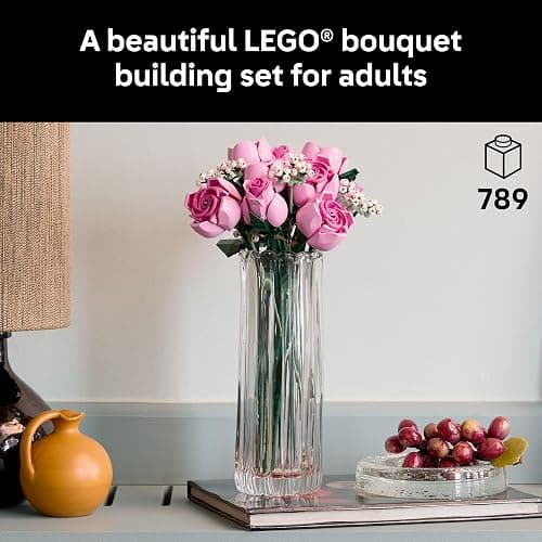 LEGO Botanicals Bouquet of Pink Roses Artificial Flowers - Building Blocks for Adults, Ages 18+ - Flowers for Home Office, Shelf or Room Decor - Gift for Women & Men - 10374 thumbnail 3