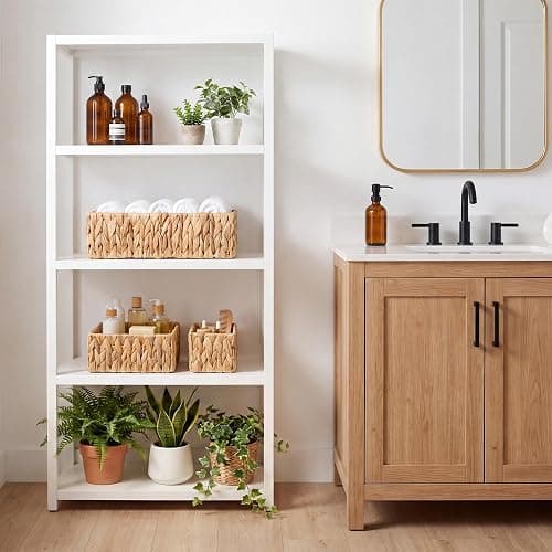 StorageWorks Pantry Baskets for Shelves 3 Pack, Rectangular Wicker Basket with Handles, Natural Water Hyacinth Woven Baskets for Living Room, Toilet, Shelf Storage Basket for Home Decor thumbnail 7
