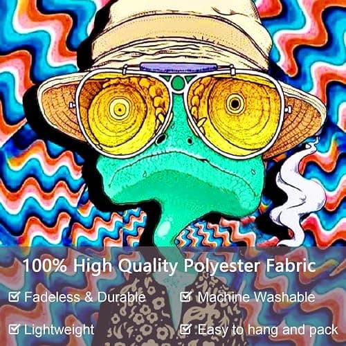 ADDWel Blacklight Frog Tapestry, Hippie Alien Tapestry Glow In The Dark, UV Reactive Black Light Upright Posters Wall Hanging for Bedroom Dorm Living Room Backdrop Decor thumbnail 3