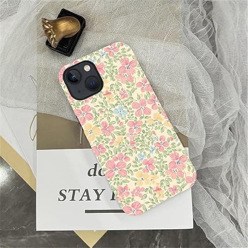 Akinmi Case for iPhone 15,Fresh Flowers Exquisitely Pattern Double Protective Phone Cover Cases Soft Silicone for iPhone 15 thumbnail 7