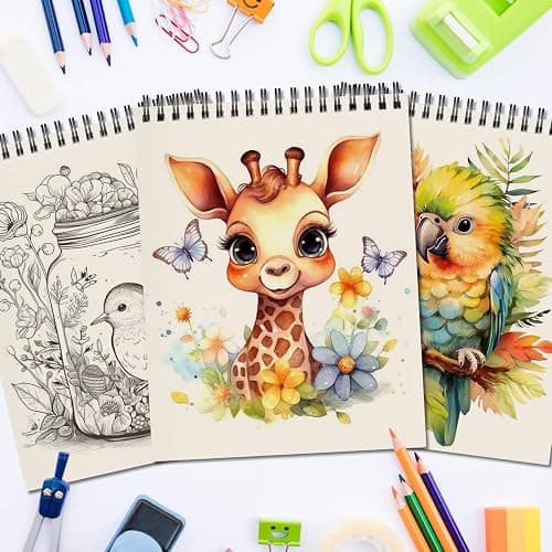 OSIMIG 10 Pack 5.5" x 8.5" Sketch Books, 300 Sheet Drawing Paper, Mini Sketchbook for Kids, Drawing Pad, Top Spiral Bound Sketch Pad for Beginger, Adult Art Supplies thumbnail 4