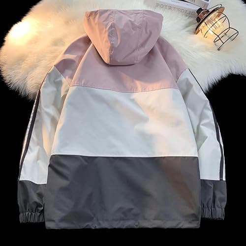 GURUNVANI Mens Color Blocked Anorak Jacket Half Zip Hooded Windbreaker Coat Unisex Outdoor Pullover Jacket thumbnail 2