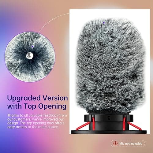Windscreen/Pop Filter for HyperX QuadCast (S) Microphones - Furry Mic Cover for Wind & Ambient Noise Reduction with Top Hole Access for Mute Button (Furry-Gray) thumbnail 3