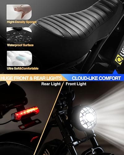 Qlife Electric Bike for Adults-1500W Peak Motor 20" Fat Tires 28MPH(Unlock to 35MPH) EBike Moped, 624-1248Wh Removable Battery Bicycle, with Dual Suspension & Brakes Motorcycle, 7-Speed,Spark thumbnail 5