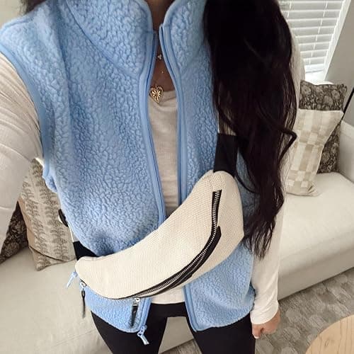 Hixiaohe Sherpa Fleece Vest for Women Trendy Warm Sleeveless Vests Jacket Lightweight Zip Coats with Pockets Fall Outerwear thumbnail 5