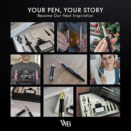 Wordsworth & Black Fountain Pen Gift Set, Includes Bottle, 6 Cartridges, Refill Converter, 4 Replacement Nibs, Premium Package, Journaling, Calligraphy, Smooth Writing Pens [Black Gold] thumbnail 7