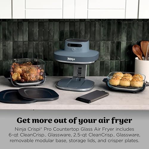 Ninja Crispi Pro 6-in-1 Glass Air Fryer | 450°F, Nontoxic, 6qt & 2.5qt Containers & Lids | Microwave, Freezer, Dishwasher Safe | Max Crisp, Air Fry, Bake, Roast, Recrisp, Dehydrate |Cyberspace AS101CY thumbnail 2