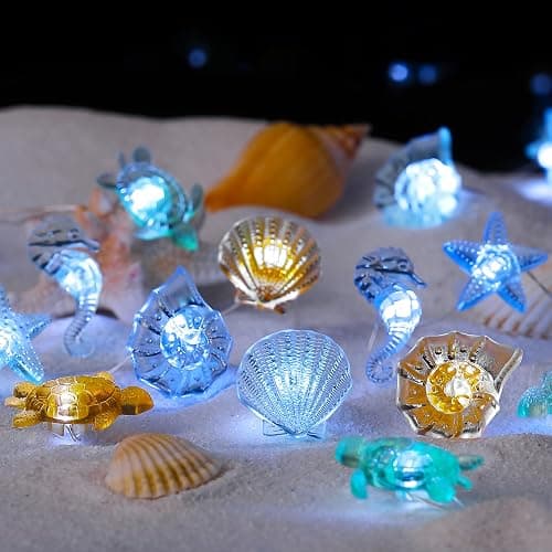Yoitomehy Ocean Decor Sea Turtles, Shells, Conchs, and Seahorses String Lights, 30 LEDs 10ft Battery Powered, Beach Ocean Under the Sea Party Decorations for Bedroom Ocean Themed Party Classroom thumbnail 6