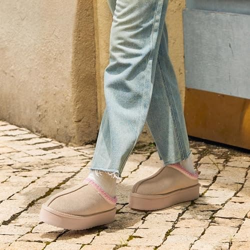 DREAM PAIRS Women's Platform Slippers Genuine Suede Slip-on Warm FuzzyEasy Autumn Winter Fluffy Comfy Furry Shoes for Outdoor Indoor thumbnail 2