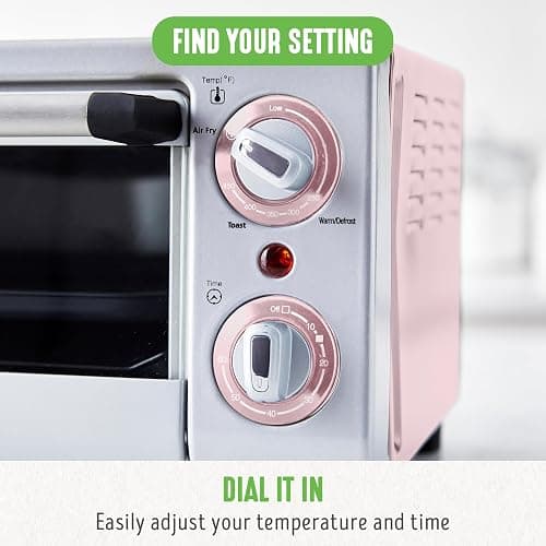 GreenLife Countertop Toaster Oven Air Fryer Stainless Steel, Healthy Ceramic Nonstick, PFAS Free, Tray & Basket, Bake, Broil, Reheat, Adjustable Temp & Time Control, Auto Shutoff, Pink thumbnail 8