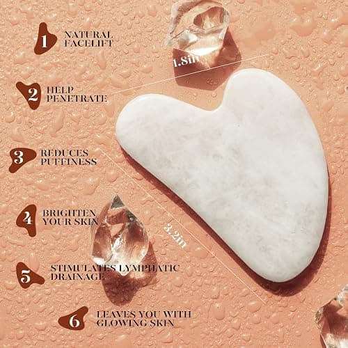 BAIMEI IcyMe Jade Roller & Gua Sha Set Face Roller and Gua Sha Facial Tools for Skin Care Routine and Puffiness, Self Care Gift for Men Women - White thumbnail 5