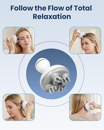 COMFIER Electric Cordless Hair Scalp Massager with Kneading 84 Massage Nodes, Handheld Portable Head Scratcher Massager for Hair Growth, Deep Clean and Stress Relax, Gifts for Men Dad thumbnail 7