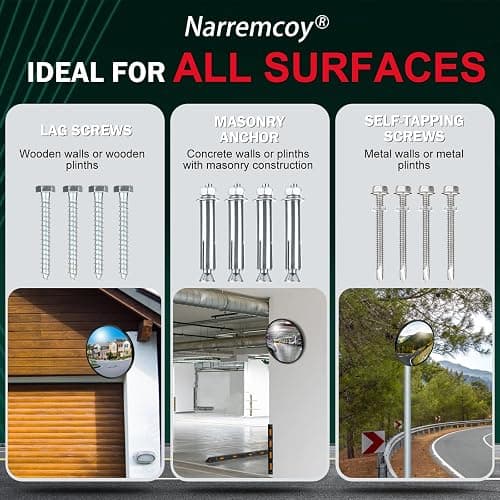 Narremcoy 12 inch Acrylic Convex Mirror, Adjustable Wide Angle View Indoor Security Mirror, Corner Security Blind Spot for Warehouse, Office, Parking Garage and Traffic Safety thumbnail 6