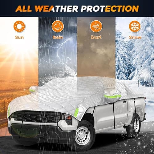 Kistrba Hail Car Cover for Full-Size Truck 220-235 Inches Long, 4-Layer Thickened Cotton Fabric Cover Protector, Custom Fit Folding Sun Shade Protection Blocker Windshield Cover thumbnail 4