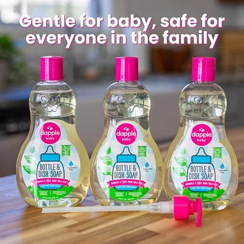 Dapple Baby Bottle Soap, Hypoallergenic Dish Soap for Baby Bottles, Powered by Plants, 1 Pump Included, Packaging May Vary, Fragrance Free, 16.9 Fl Oz (Pack of 3) thumbnail 4