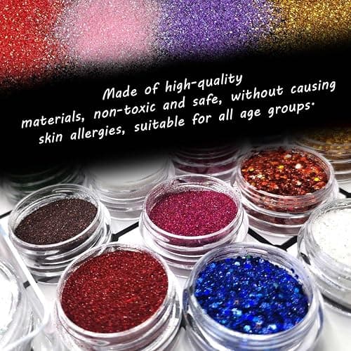 12 Jars of Nail Art Glitter Powder, 12 Jars of Nail Art Glitter, Nail Glitter Powder, Craft Fine Glitter Powder, Laser Gradient Glitter Powder, DIY Handmade Decorative Accessories thumbnail 3
