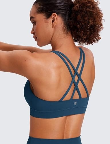 CRZ YOGA Naked Feeling Strappy Padded Sports Bras for Women - Fitness Workout Top Criss Cross Back Yoga Cami thumbnail 4