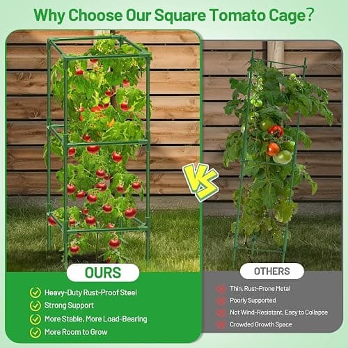 Legigo 4 Pack Square Tomato Cages- 45 Inch Heavy Duty Tomato Trellis for Climbing Plants Outdoor, Tomato Plant Support Stakes Cage Garden Trellis for Garden Raised Garden Bed Cucumbers Vegetables thumbnail 6