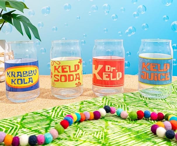 Silver Buffalo SpongeBob SquarePants 4 Piece Glass Set, 16 Ounces thumbnail 2