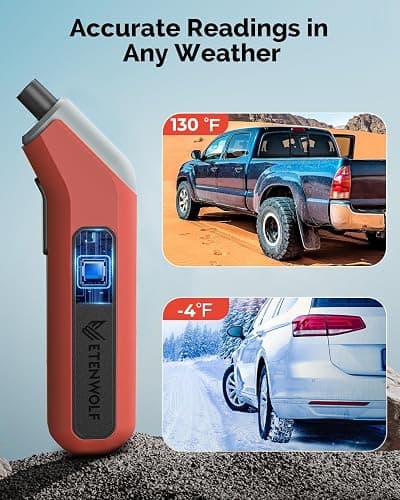 ETENWOLF T300 Digital Tire Pressure Gauge 3-200 PSI, Industrial Tire Gauge Calibrated to ANSI B40.7 Grade 2A(Plus-Minus 0.5%), Replaceable AAA Batteries (Vivid Orange) thumbnail 5