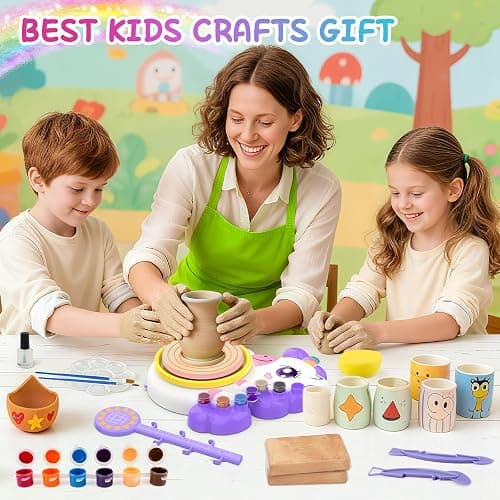 Pottery Wheel for Kids, Arts and Crafts for Kids Ages 8-12, Complete Pottery Painting Craft Kit with Clay, Art Supplies for Kids Toys Girls Birthday Christmas Gift for 6 7 8 9 10 11 12+, Purple thumbnail 7