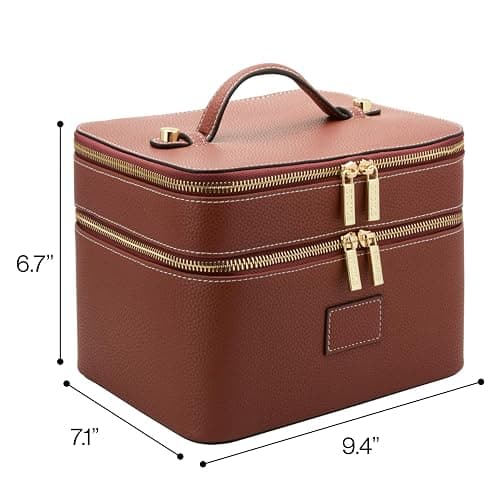 ETOILE - Duo Vanity Case Ginger Brown - Large Functional Travel Makeup Bag Organizer with Removable Divider & Mirror thumbnail 7