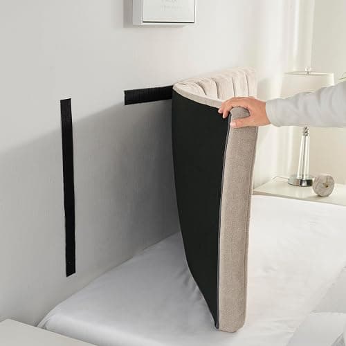 Upholstered King Headboard - Easy Assemble Channel Stitched Headboard King Size Bed - Wall Mounted Headboards with 3D Soundproof Wall Panels Peel & Stick Floating Headboards, Beige thumbnail 7