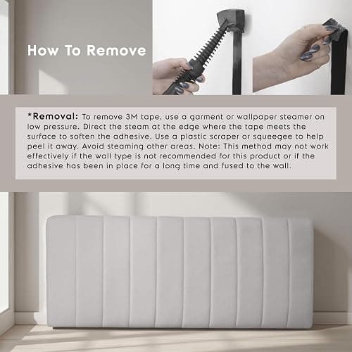 Nestl Upholstered Twin Headboard - Easy Assemble Channel Stitched Headboard Twin Size - Wall Mounted Headboards with 3D Soundproof Wall Panels Peel & Stick Floating Headboards, Silver thumbnail 6