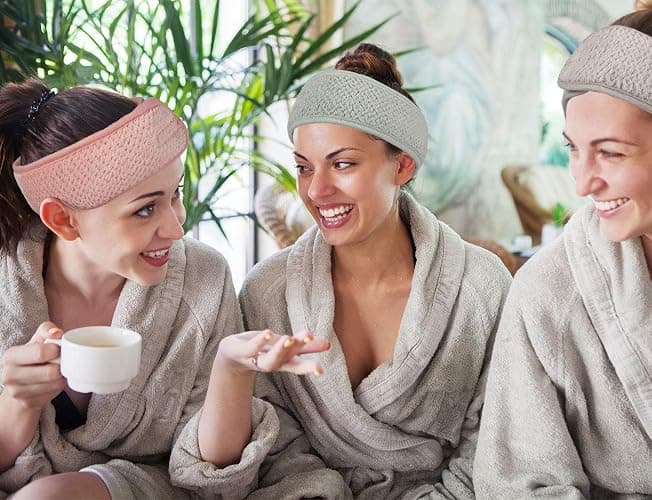 Whaline 4 Pack Spa Facial Headband, Pea Green, Pink, Beige, Light Gray | Makeup Hair Wrap, Adjustable Hair Band, Soft Towel Head Band, for Face Washing, Shower Sports Yoga thumbnail 5