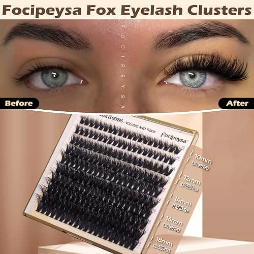 Focipeysa Lash Extension Kit Thick Eyelash Extension Kit 10-18mm Fluff Volume Lash Clusters 200D Individual Eyelashes Kit with Lashes Bond, Lashes Remover, Lash Tweezers, DIY Lash Extension thumbnail 3
