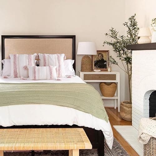 MeMoreCool Boho Tufted Lumbar Pillow Cover 12×20 with Tassels, Neutral Farmhouse Decorative Throw Pillow Case for Couch & Bed, 100% Cotton Woven, Hidden Zipper, Pink (Cover Only) thumbnail 4