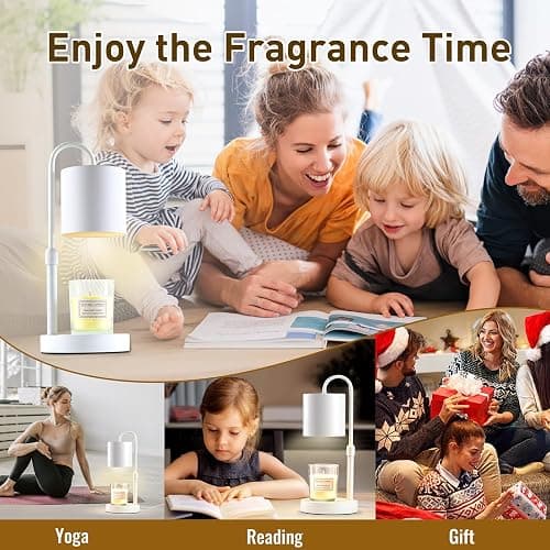 Briever Dimmable Candle Warmer Lamp with Timer, Height Adjustable Electric Candle Wax Warmer, Christmas Birthday Gifts for Women Mom, House Warming Gifts New Home Room Decor, White Solid Wood Base thumbnail 7