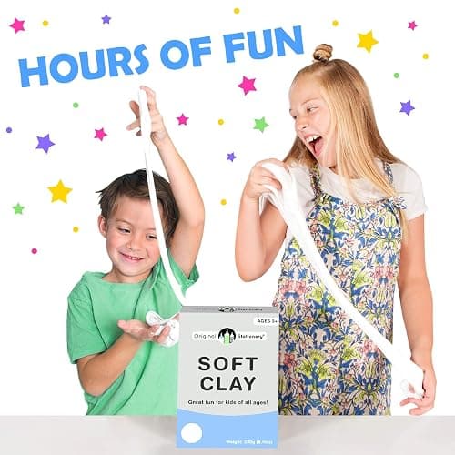 Original Stationery Soft Clay for Slime, 230 g (8.1 oz) White Foam Clay Add-in for Slime Making, Stretchy Air-Dry Butter Texture, Birthday Craft Gift for Kids thumbnail 4