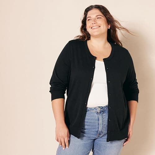 Amazon Essentials Women's Lightweight Crewneck Cardigan Sweater (Available in Plus Size) - X-Small - Black thumbnail 6