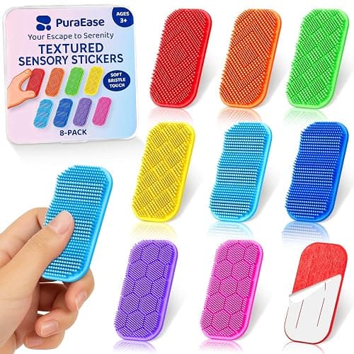 Bristle Tactile Sensory Stickers – 8PC Soft & Gentle Textured Fidget Strips for Kids & Adults – Calm Strips for Autism, ADHD, Anxiety Relief – Quiet Fidget Toys for School, Classroom, Desk & Gifts - Image 1