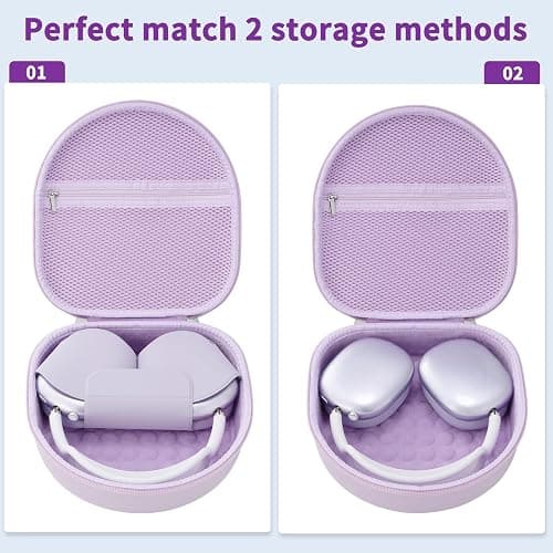 Case for Apple Airpods Max Headphones, Travel Portable Headphone Hard Case Cover Bag, Mesh Pouch with Zipper for Charger and Accessories (Purple) thumbnail 4