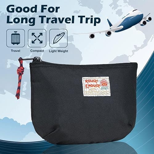 Rough Enough Small Tech Organizer Travel Case for Electronics & Cords - Cable Storage Bag Black thumbnail 6