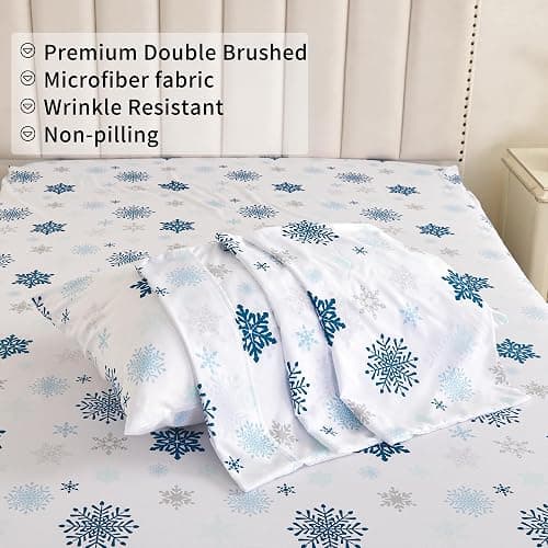 Blue snowflake bedsheet set  thumbnail 6
