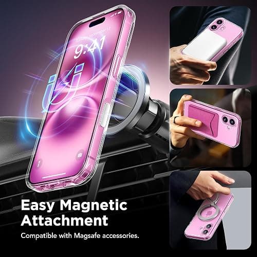 GolbinBox Magnetic for iPhone 16 Case with Camera Control Button,Compatible with MagSafe,[Full Camera Protection][2 Privacy Screen Protectors] Shockproof Phone Cover for iPhone 16 6.1 Inch (Clear) thumbnail 2