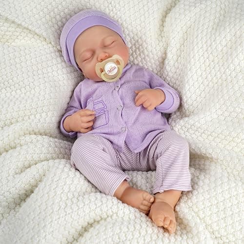 JIZHI Reborn Dolls 20 inch Softness Body Lifelike-Newborn Baby Dolls Sleeping dolls girls with Clothes and Toy Accessories Gift for Kids Age 3+,Purple thumbnail 6