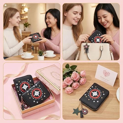 ZAYNORIA Wallet and Keychain Set, PU Leather Wallet with Matching Keychain, Stylish Korea Gifts and Everyday Merchandise thumbnail 7