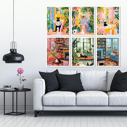 BEAYIOU 6 Pack Animals Paint by Numbers Kit for Adults Frameless,Funny Black Cat DIY Adult Painting by Number Kits on Canvas,Easy Acrylic Paint Kit Beginners for Home Decor 9.8x13.8 Inch thumbnail 5