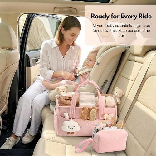 PeraBella Baby Diaper Caddy Organizer, Baby Basket Shower Gift, Portable Changing Table Basket, Postpartum Caddy & Tote Bag Pouch, Newborn Boy & Girl Nursery Essentials Registry, Car Diaper Organizer thumbnail 6