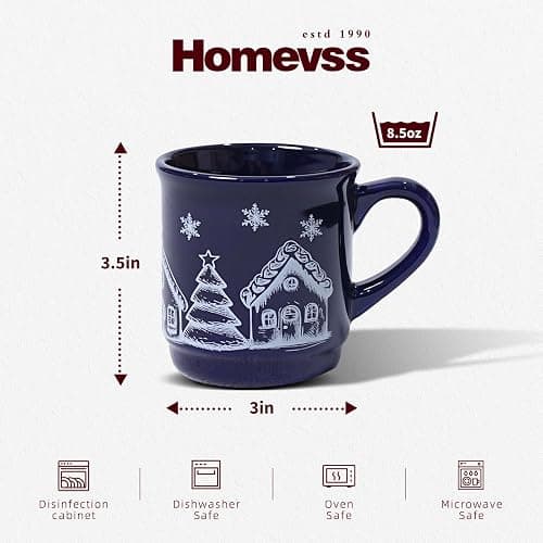 Home VSS Christmas Coffee Mugs Set of 6, 8.5oz Cocoa Ceramic Mug Gift Set, Holiday Coffee Mugs Set for Hot Chocolate, Cocoa, and Coffee Lovers, Gift for Family - House thumbnail 2