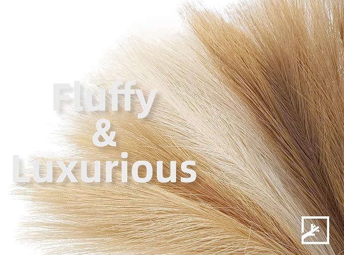 ZIFTY 6-Pcs 17" Pampas Grass Faux Pompas Fluffy Artificial Fake Flower Boho Decor for Vase Filler Ins Style Modern Home Wedding Decorations (Beige Mixed) thumbnail 4